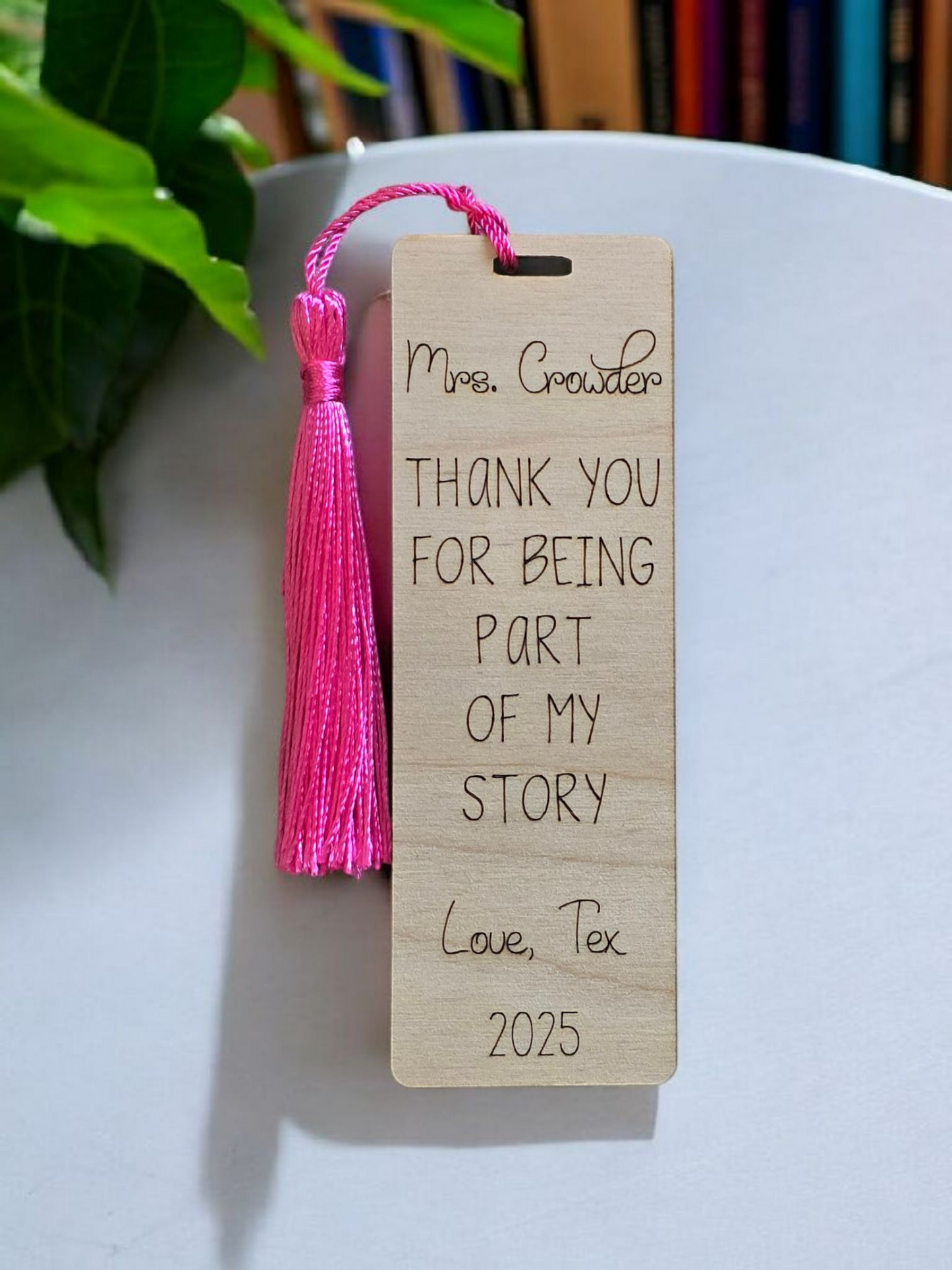 Thank you for being part of my story personalized bookmark