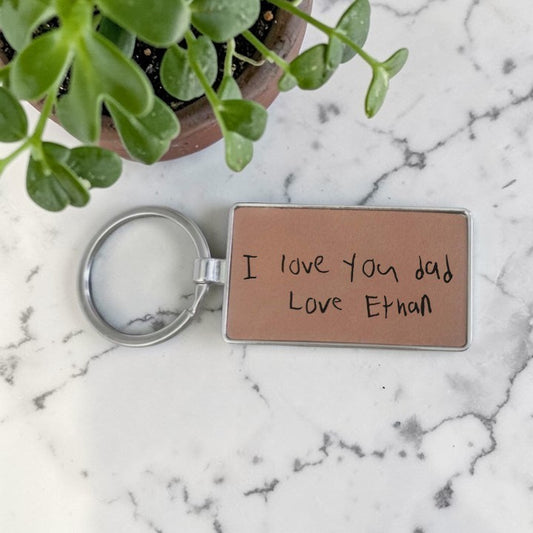 Leatherette / Metal rectangle keychain upload picture