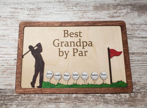 Best Grandpa Dad by Par Golf Sign Personalized
