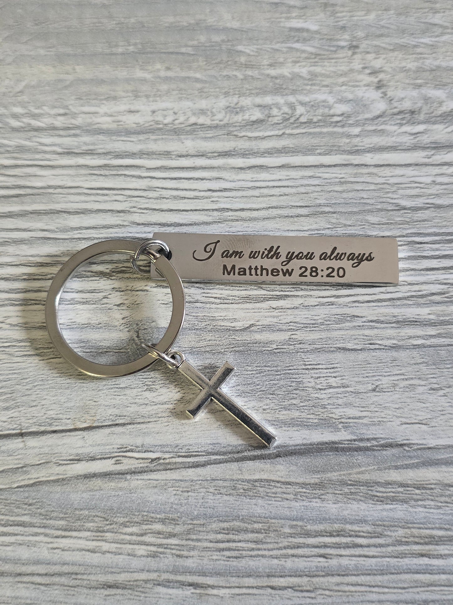 Religious keychain with Cross stainless steel