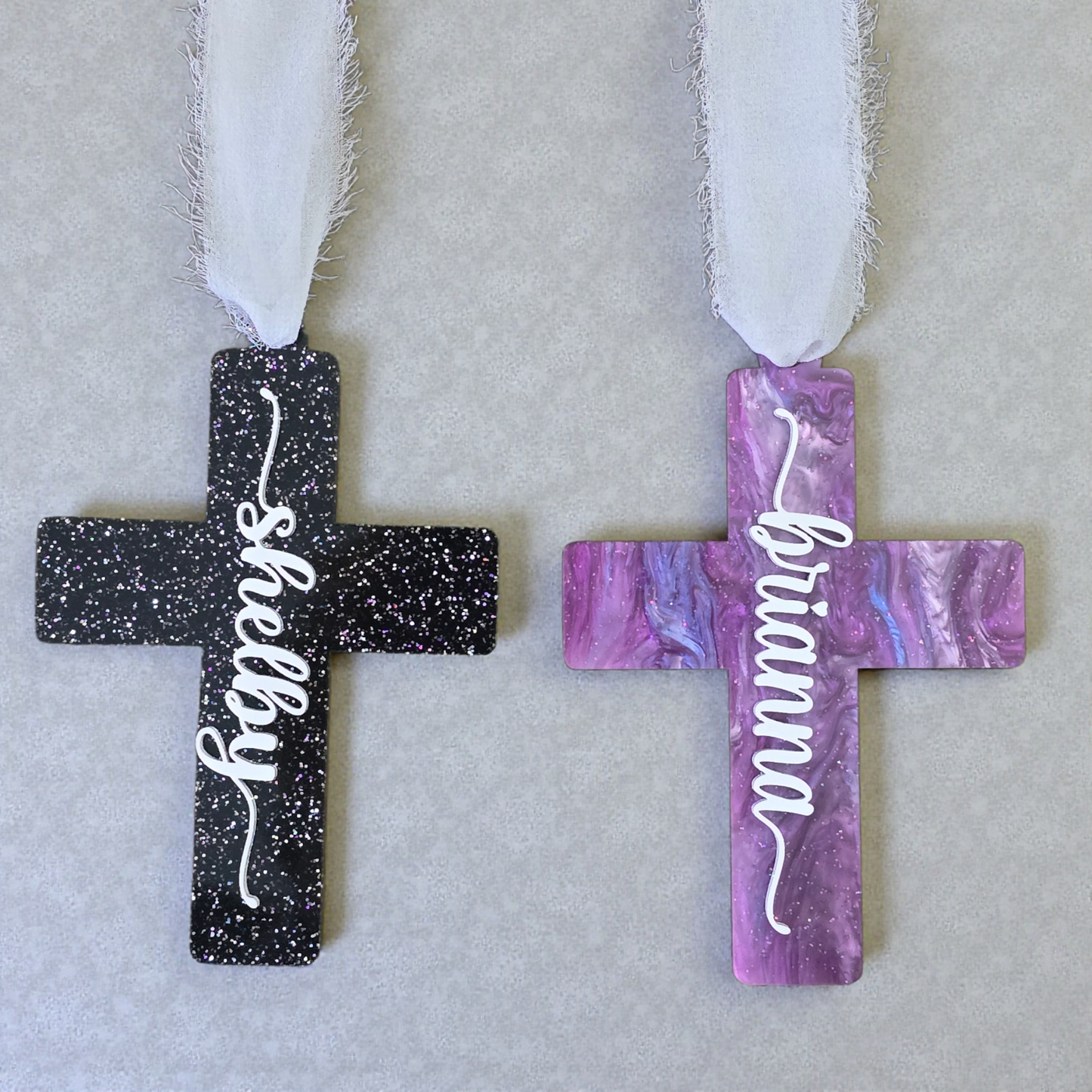 Personalized Acrylic Cross car charm or ornament