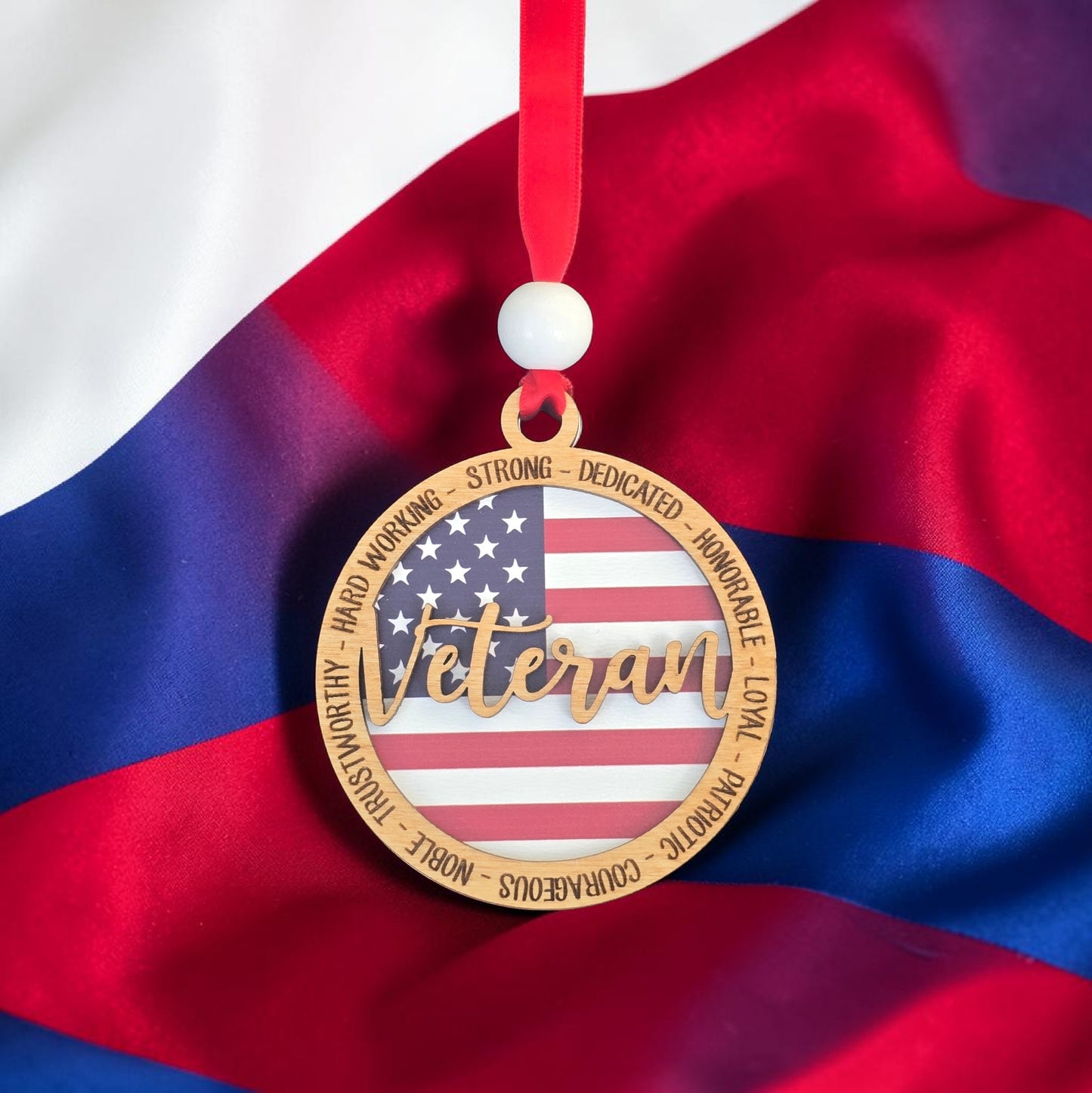 UV printed Veteran 2 layer ornament