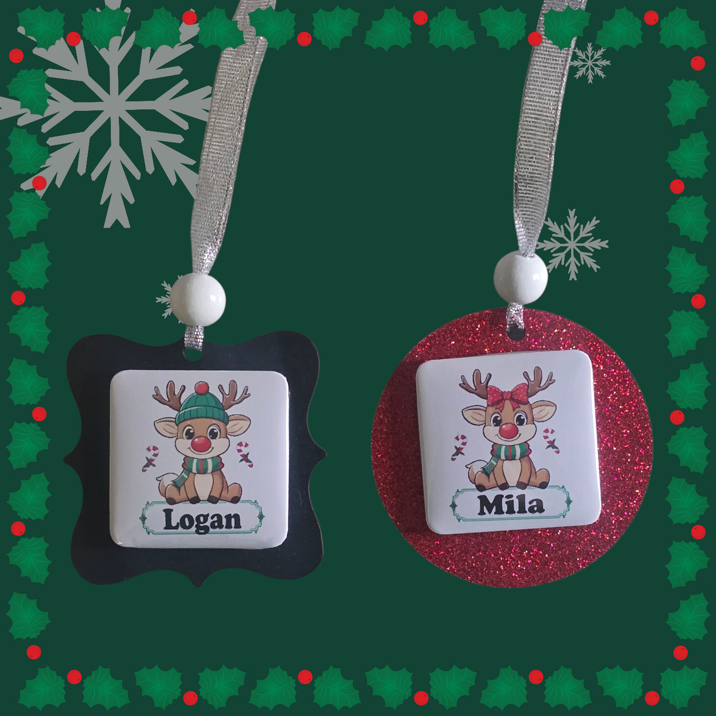 Reindeer Magnet or Christmas Ornament Personalized