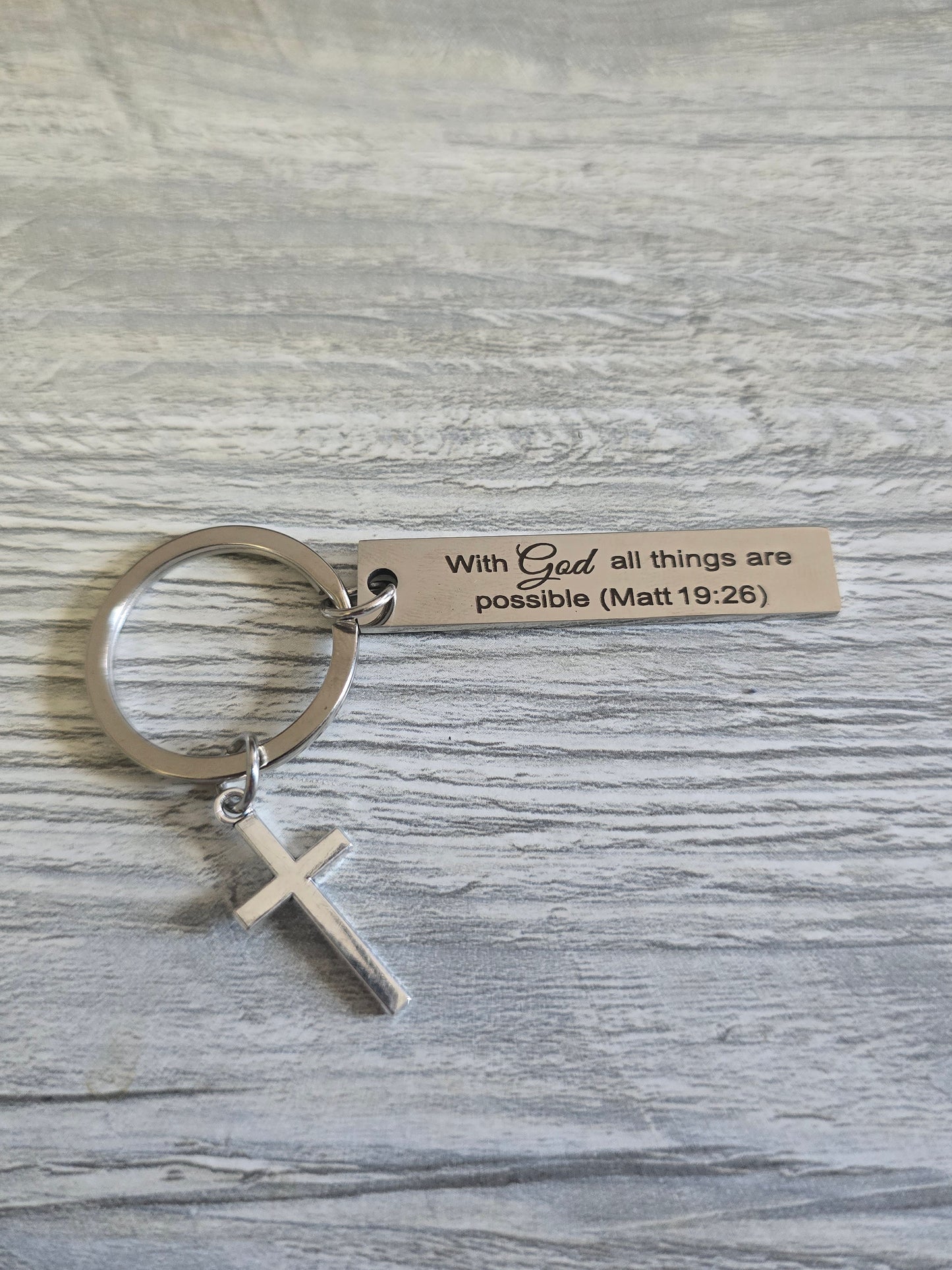 Religious keychain with Cross stainless steel