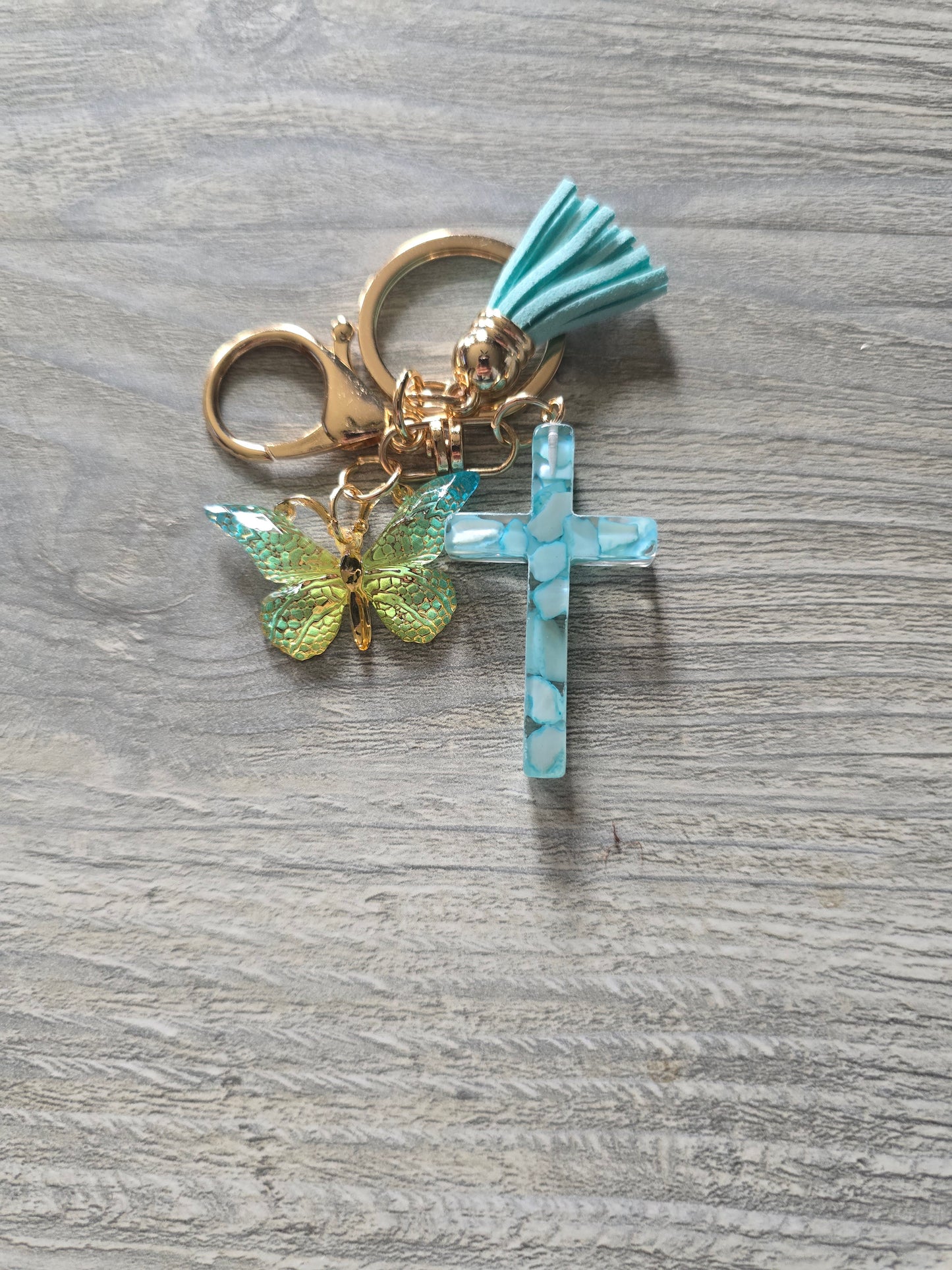 Resin cross butterfly keychains