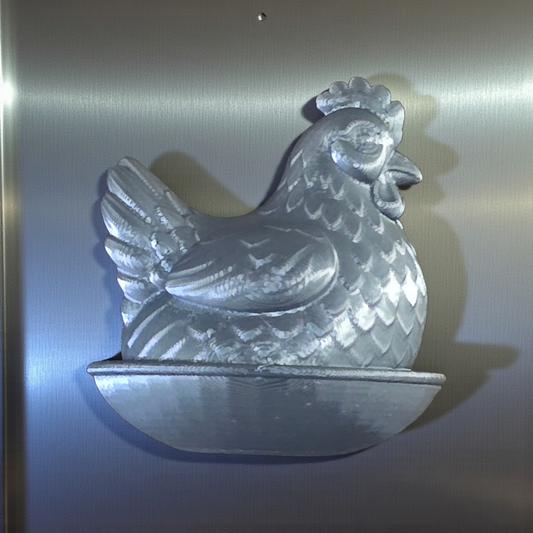 3D printed Hen chicken in a nest magnet or keychain