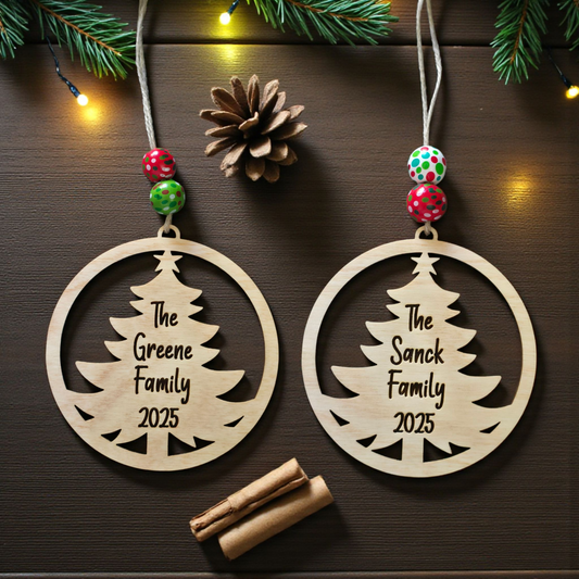 Family name Christmas tree with year personalized