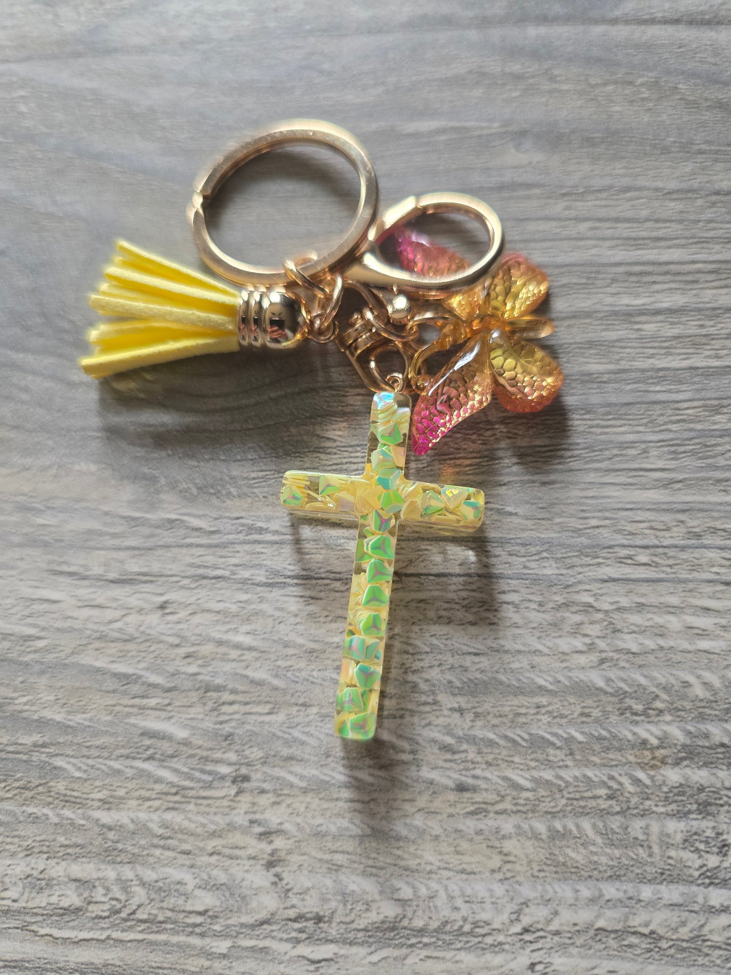 Resin cross butterfly keychains