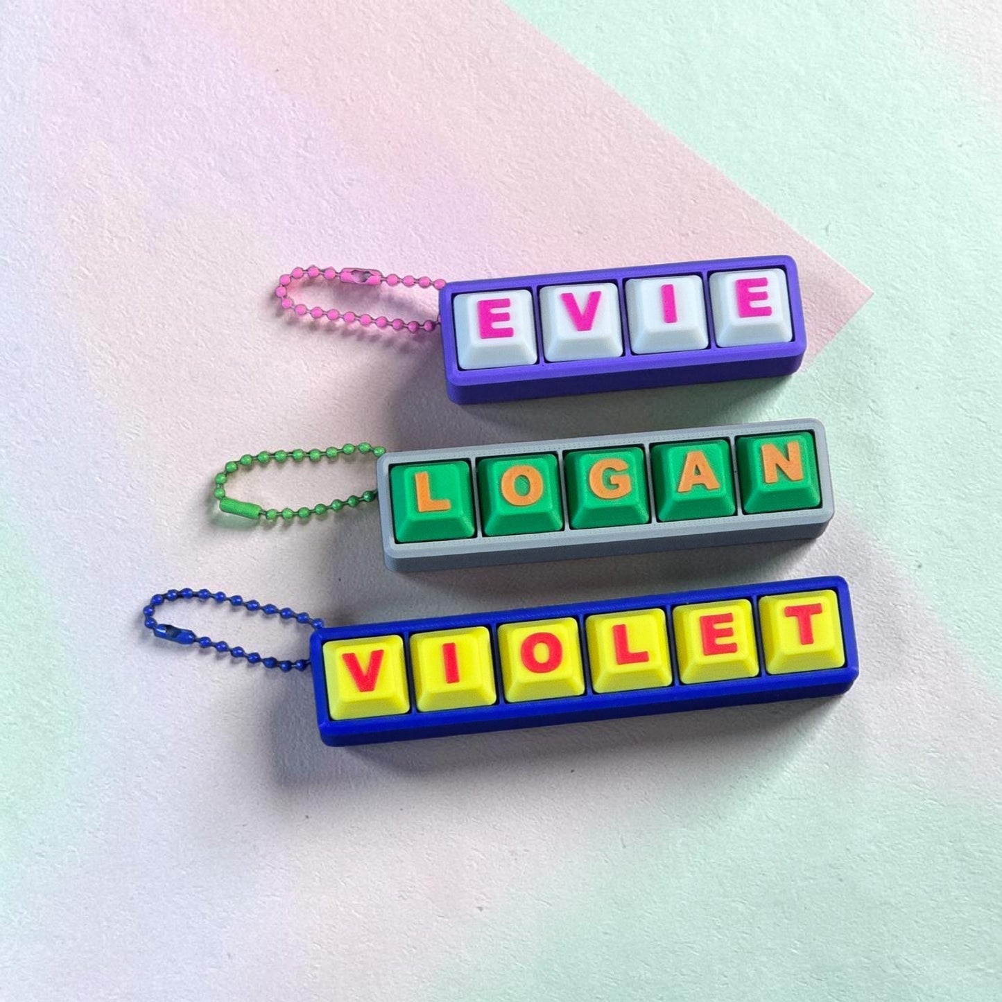 3D printed name fidget clicker keychain personalized