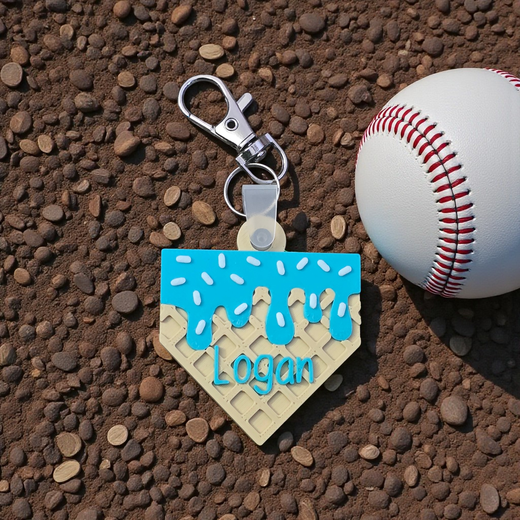 3D Printed Baseball drip keychain personalized
