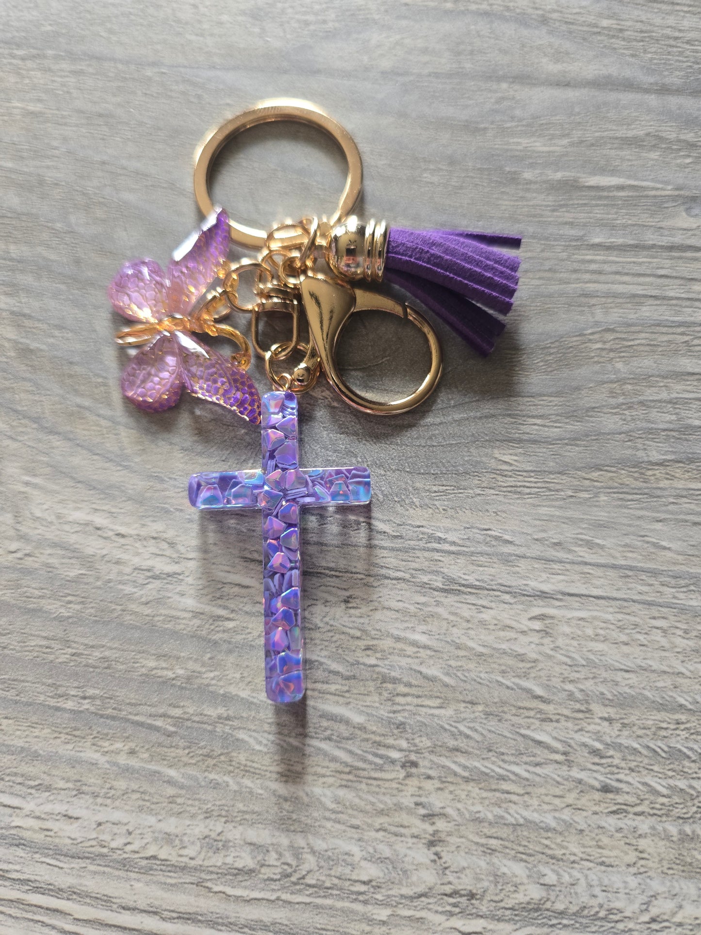 Resin cross butterfly keychains