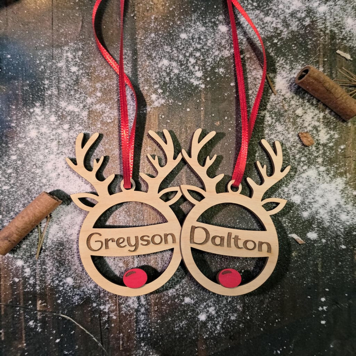 Reindeer with nose personalized Christmas Ornament
