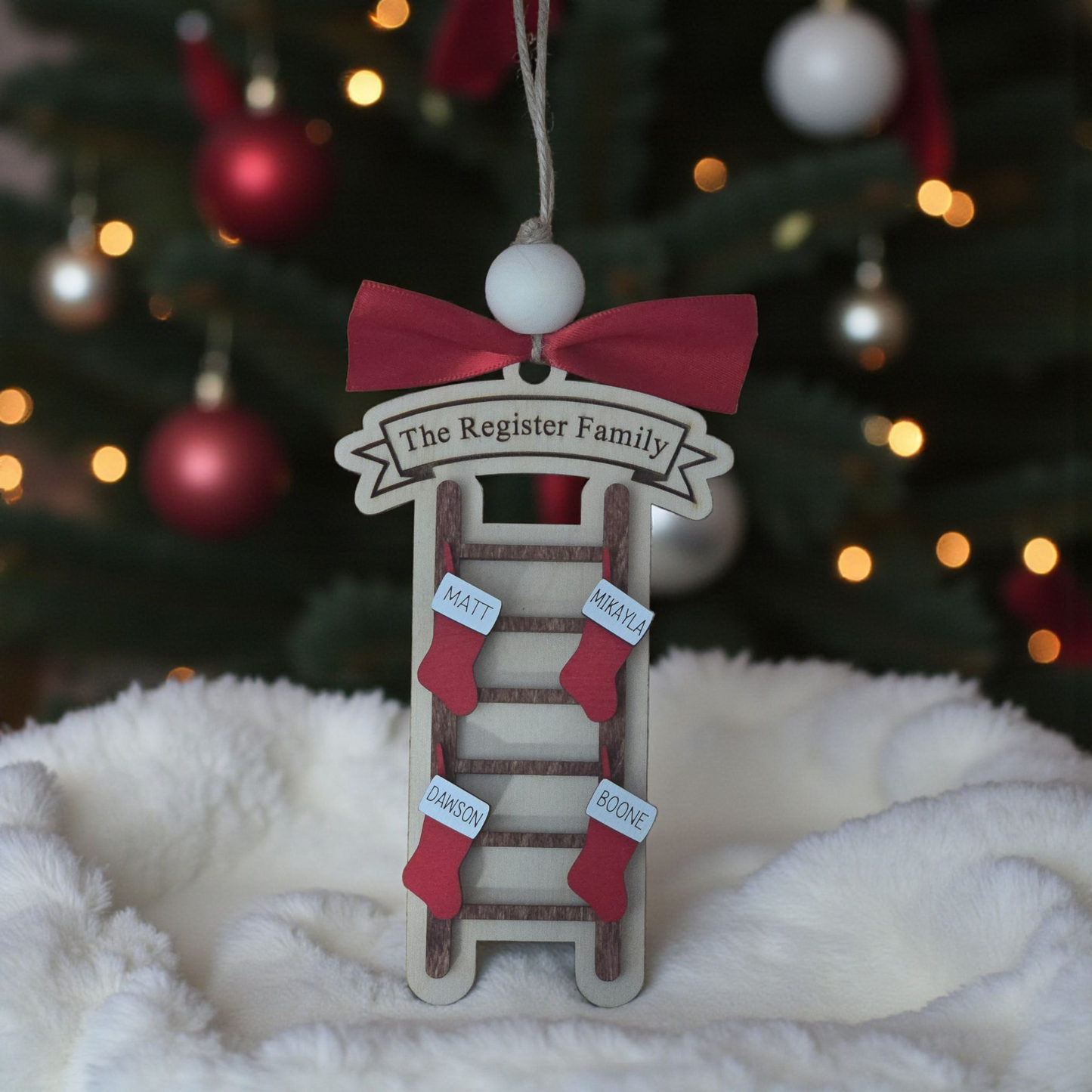 Ladder stocking Christmas Ornament Personalized
