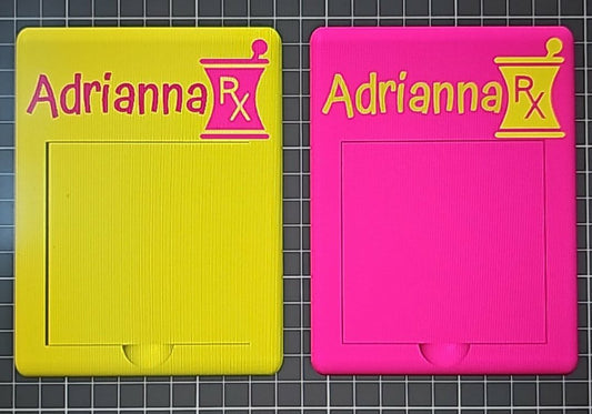 3D printed pharmacy RX sticky note holder personalized with name