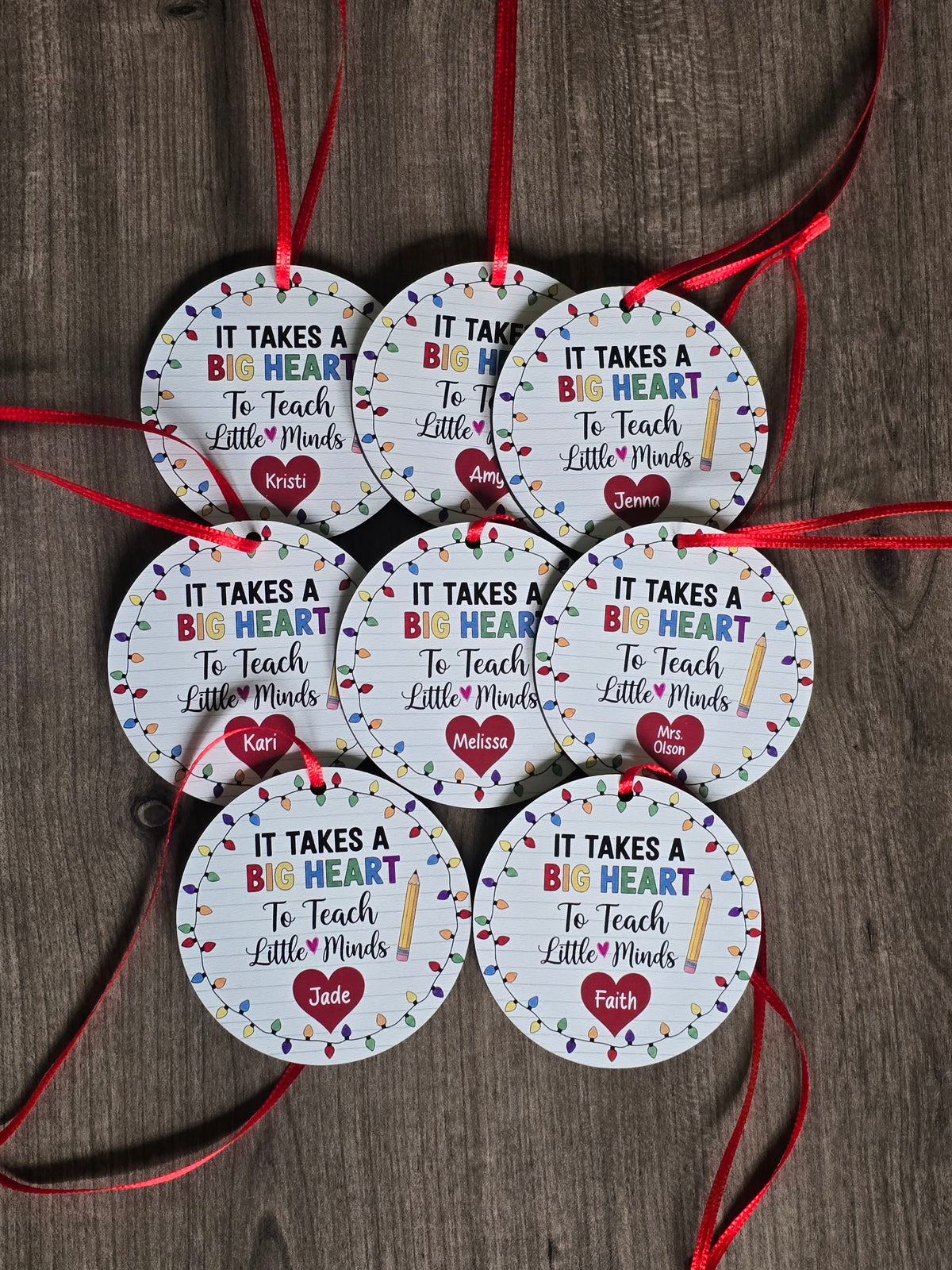 UV printed It takes a big heart to teach little minds personalized Christmas Ornament
