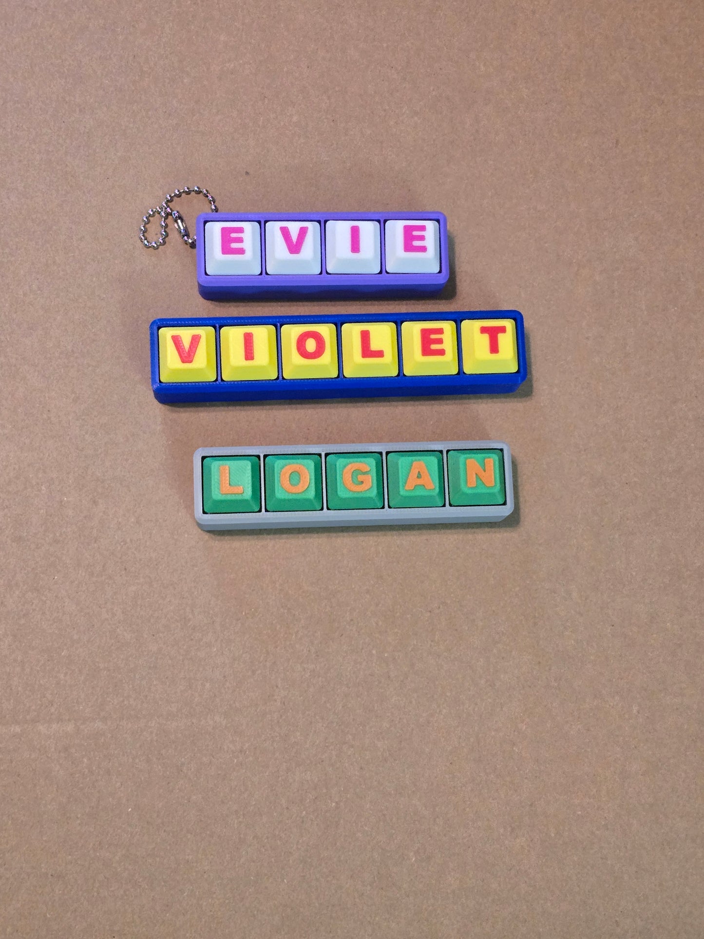3D printed name fidget clicker keychain personalized