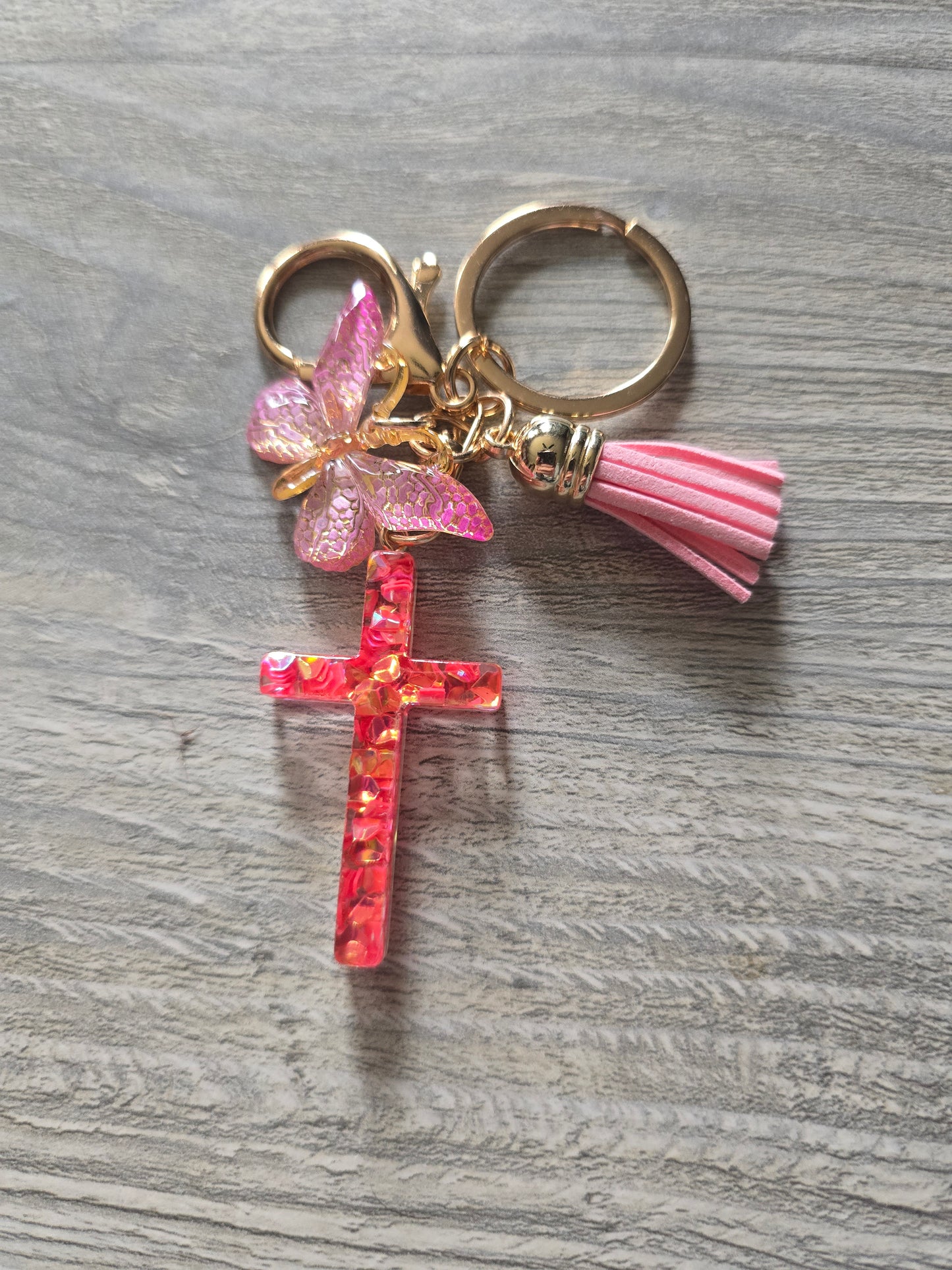 Resin cross butterfly keychains