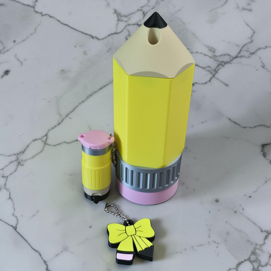 3D printed BUNDLE Pencil shape SLIM can cooler lip balm keychain, can opener nail saver keychain