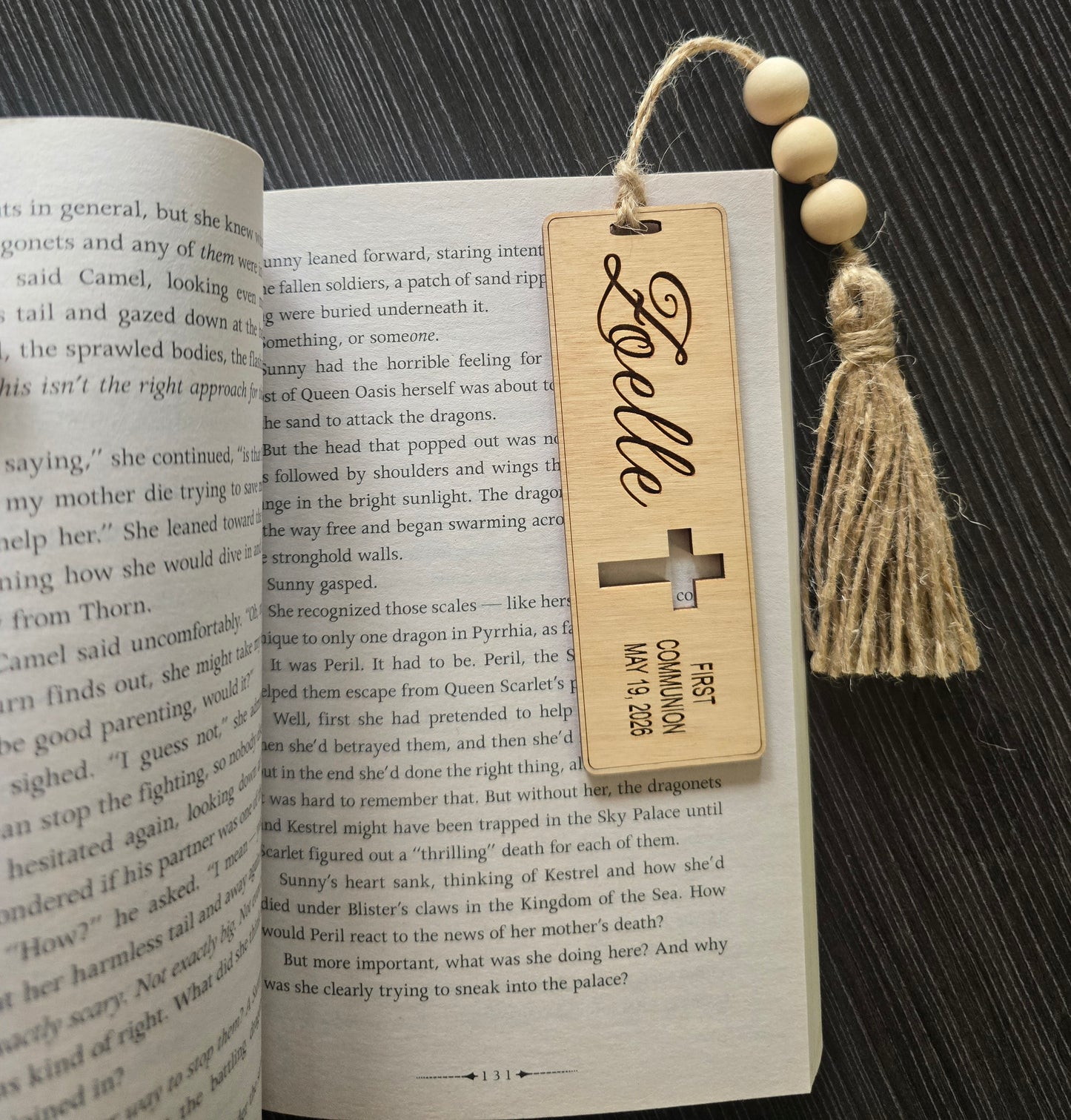 First Communion with cross personalized bookmark