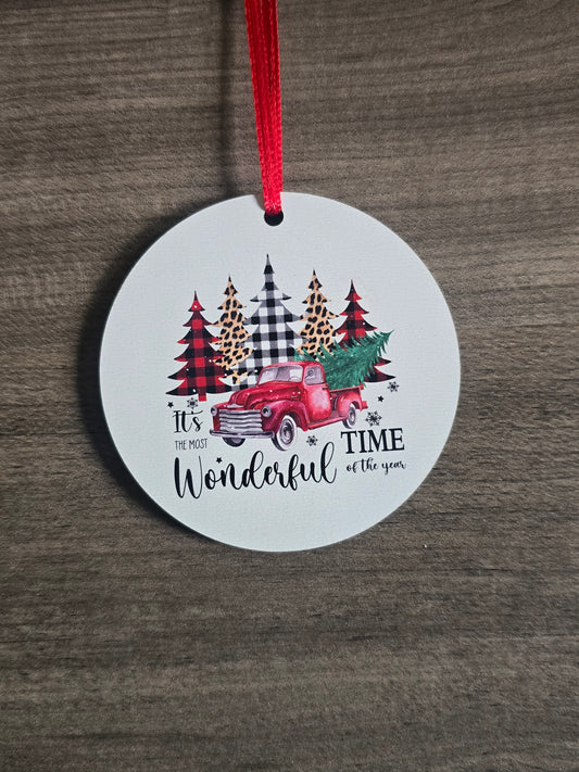 UV printed It's the most wonderful time of the year Christmas Ornament