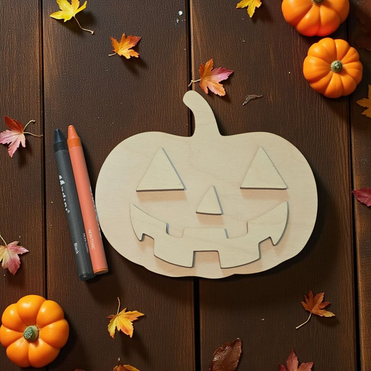 Pumpkin wood kit with crayons Halloween