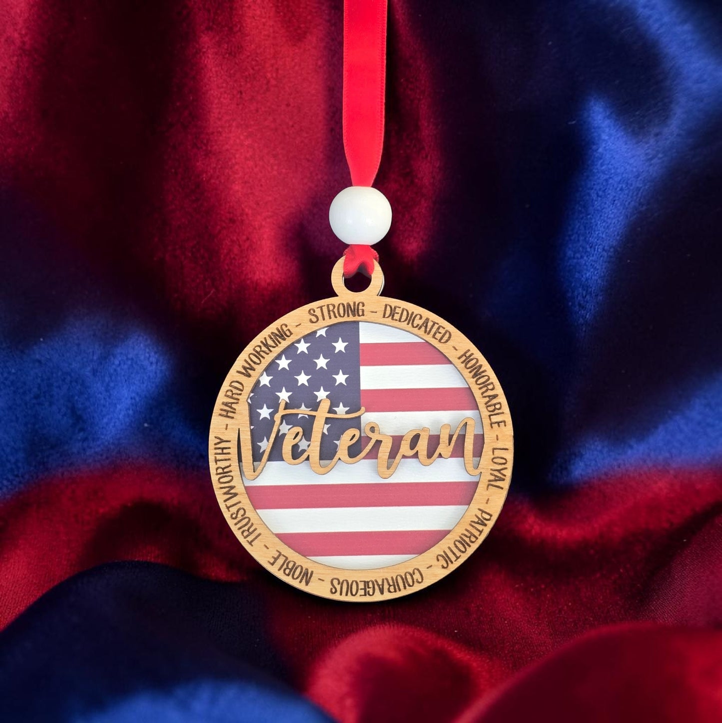 UV printed Veteran 2 layer ornament