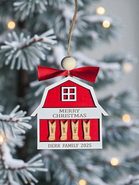 Merry Christmas Boots and Barn personalized Christmas Ornament
