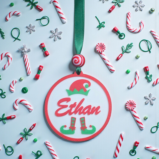 3D printed personalized elf Christmas Ornament