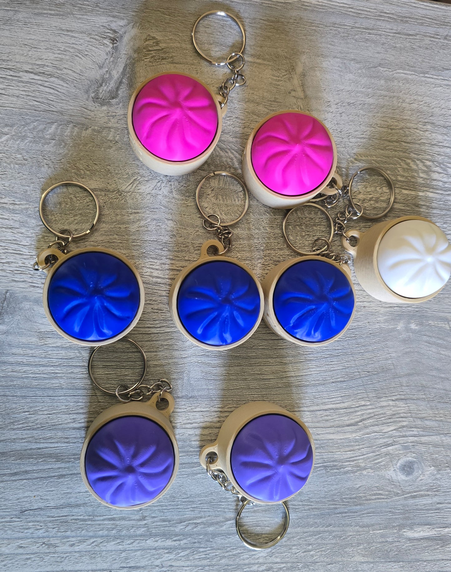 3D printed dumpling fidget clicker keychain