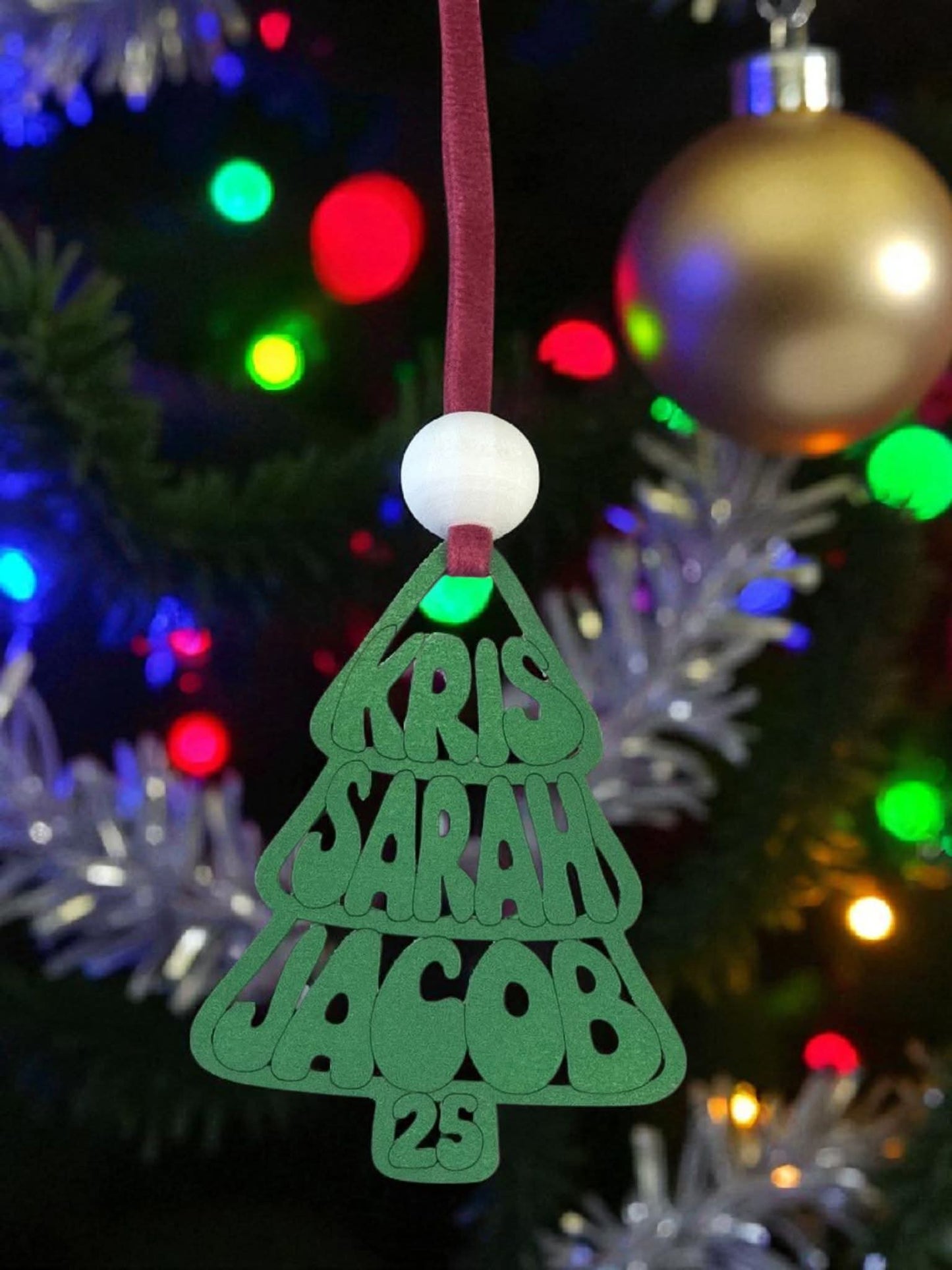Christmas Tree Names Ornament personalized Up to 9 names