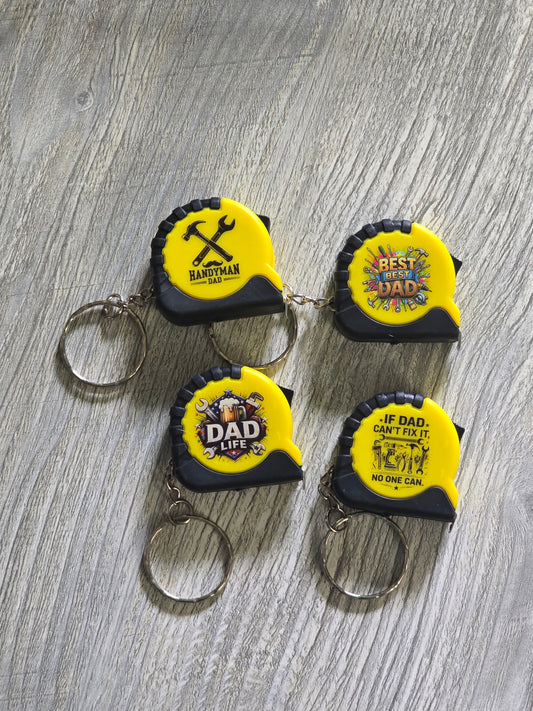 UV printed If Dad can't fix it no one can Father's Day yellow measuring tape small keychain multiple choices
