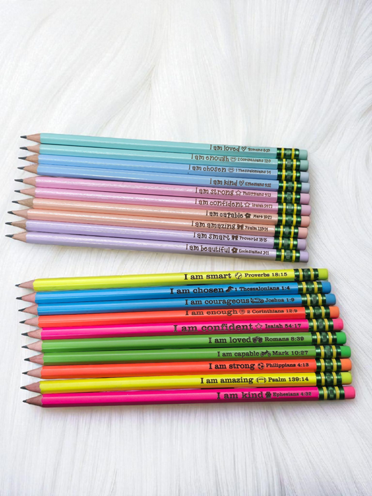 I am School Pencils Pastel, neon and metallic