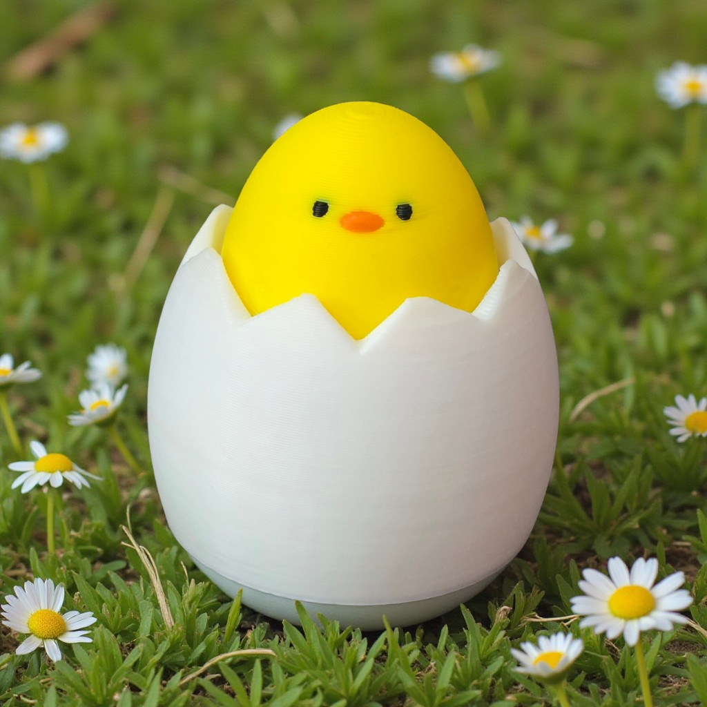 3D printed Egg with chick fidget clicker