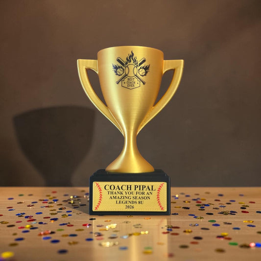 3D UV printed baseball BEST COACH EVER Trophy personalized