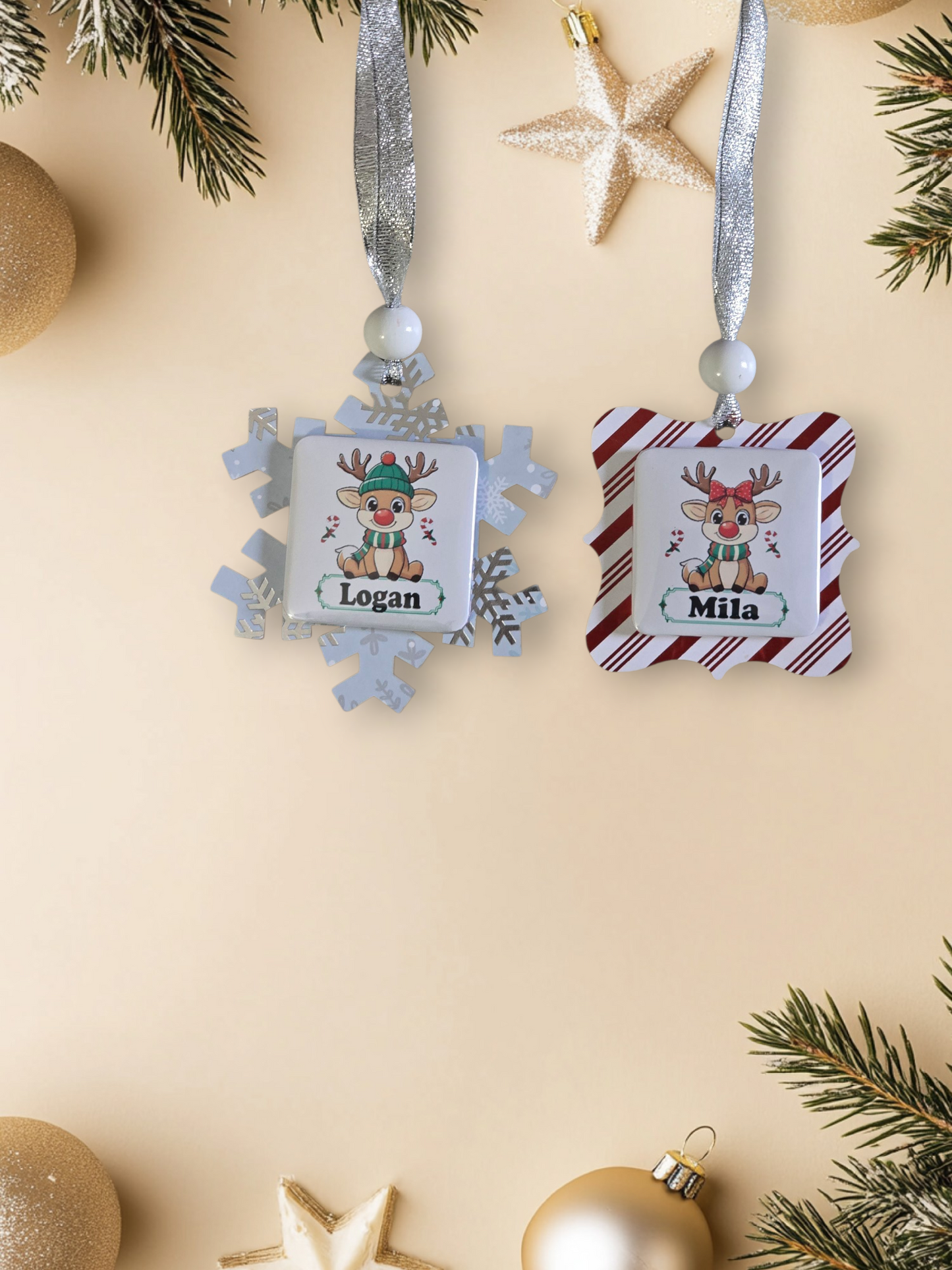 Reindeer Magnet or Christmas Ornament Personalized