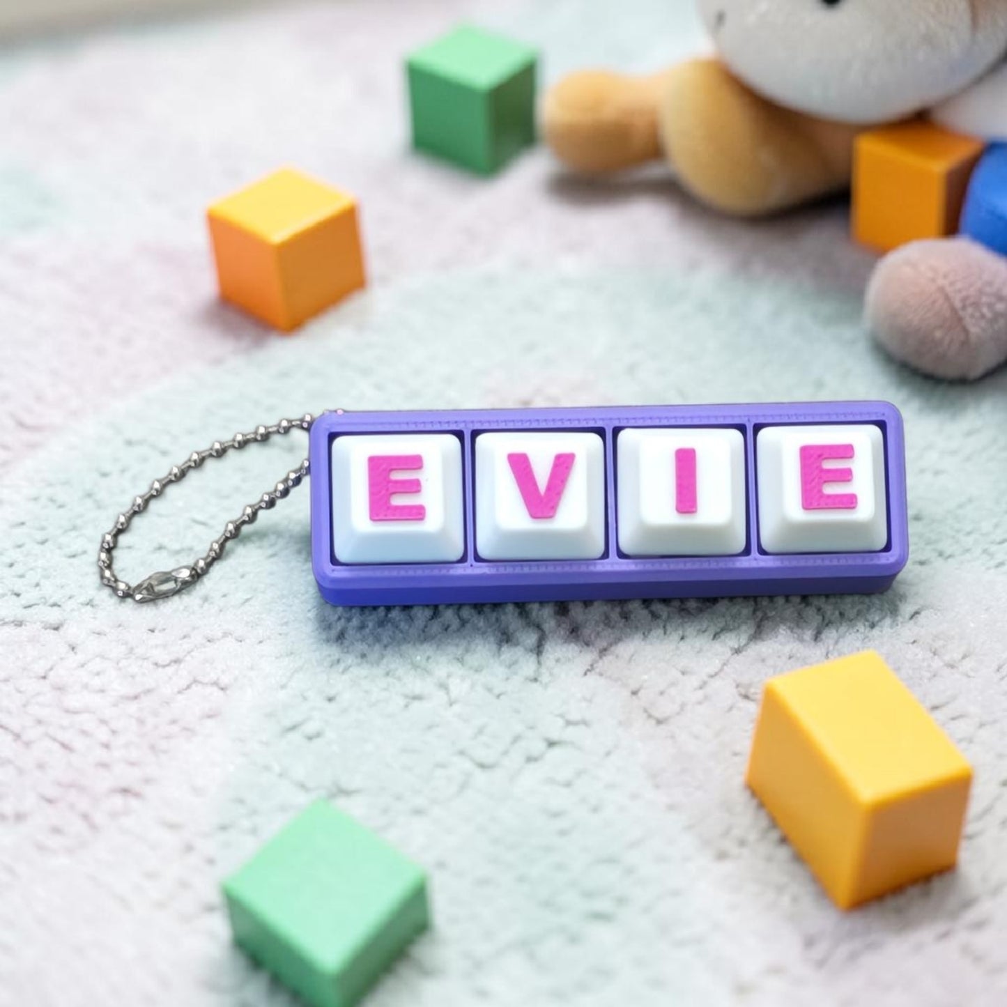 3D printed name fidget clicker keychain personalized