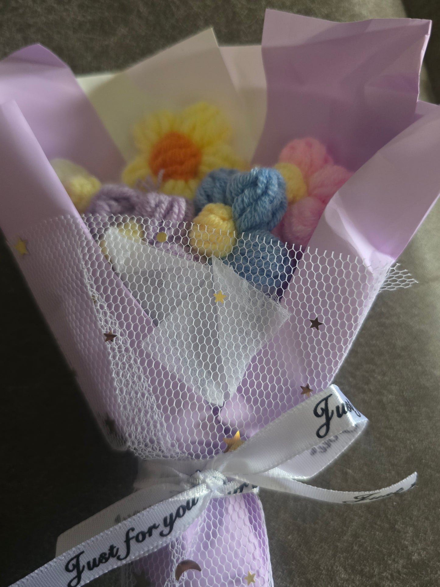 Just for you knitted yarn flowers assorted color