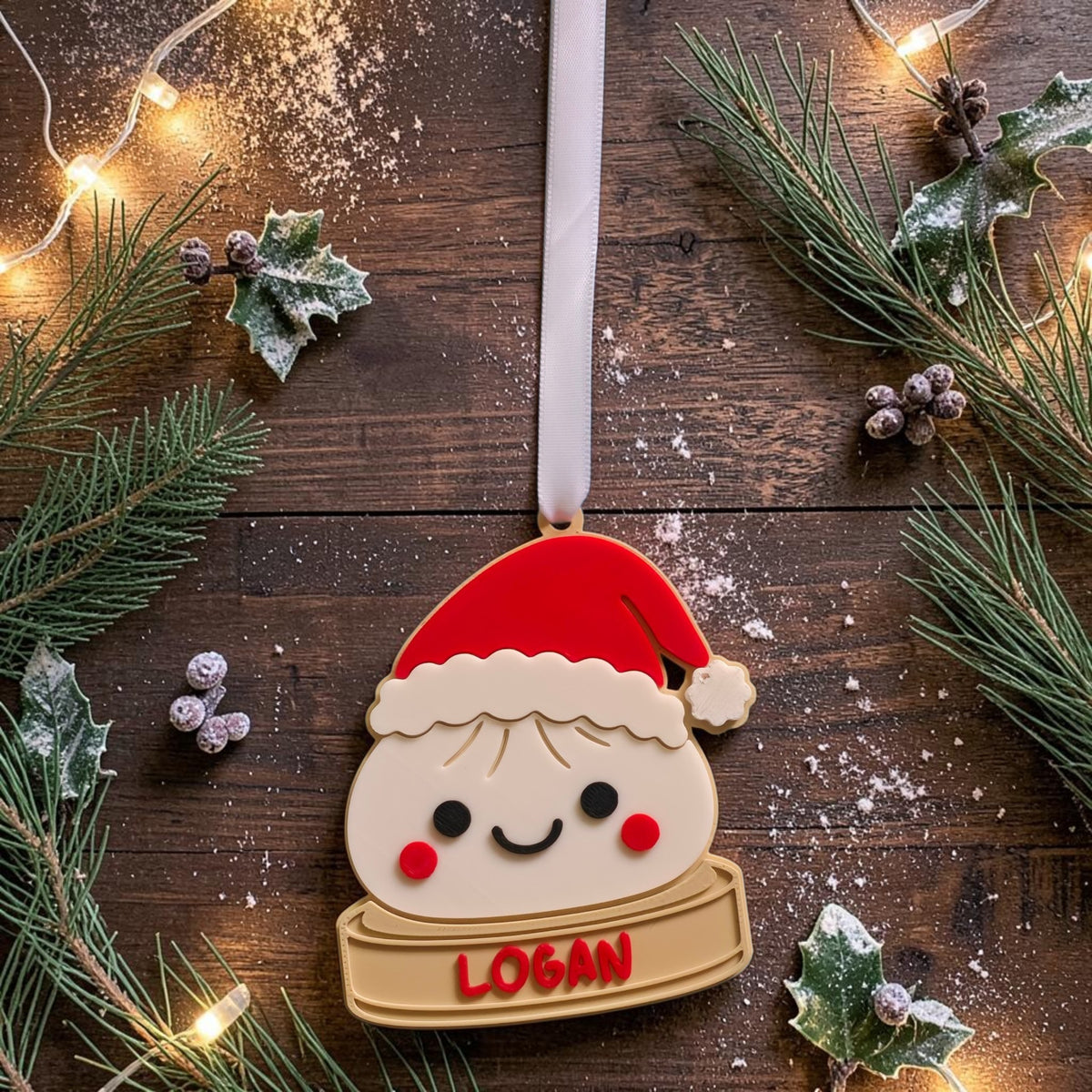 3D printed Dumpling Christmas Ornament Personalized