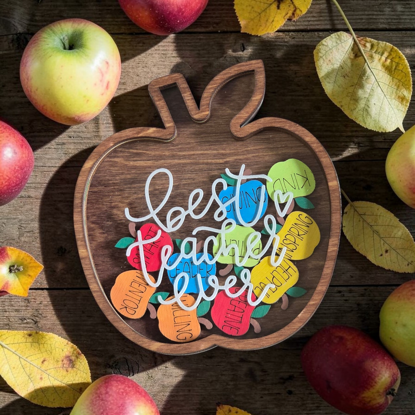 Best teacher ever Apple Shaker with inspiring words