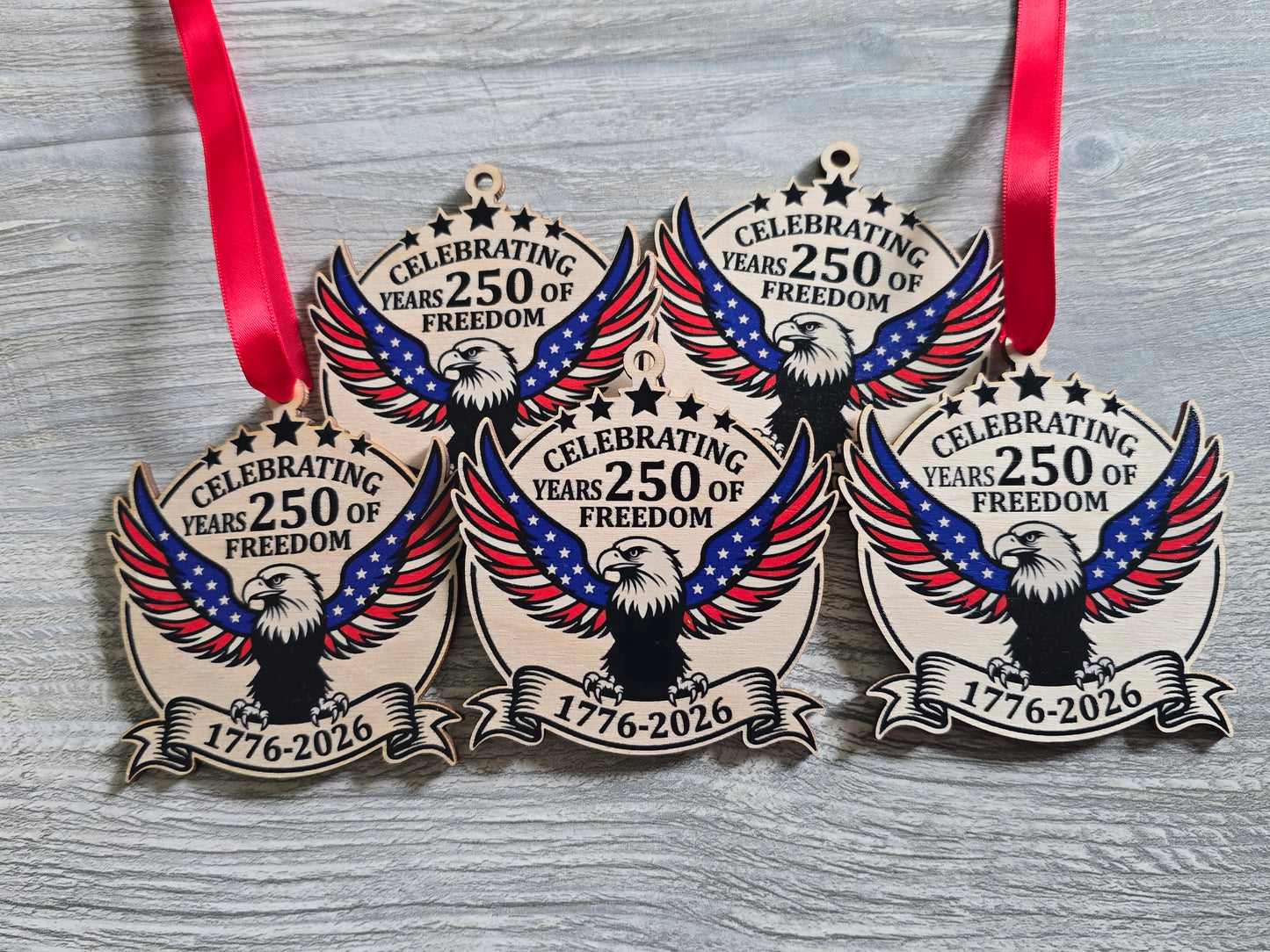UV Printed Celebrating 250 years of freedom eagle ornament