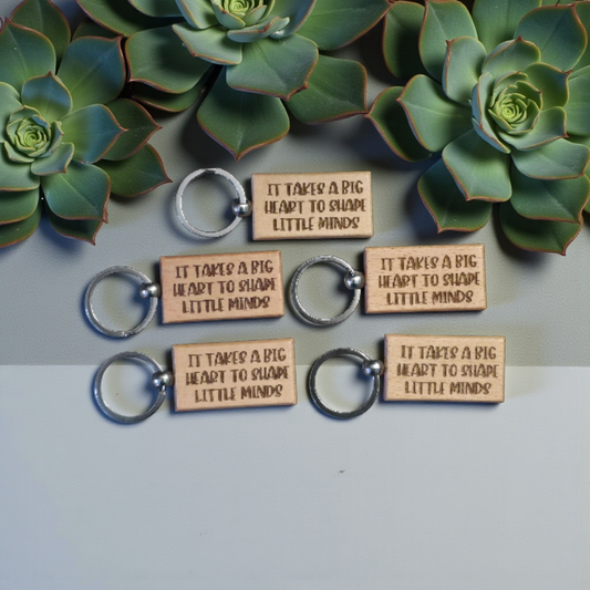 Generic It takes a big heart to shape little minds double sided Teacher wooden keychain