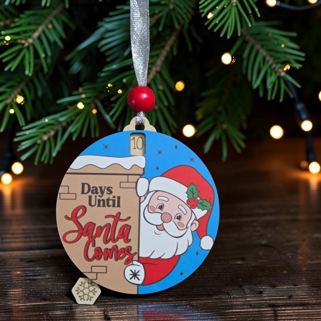 UV Printed Days until Santa comes Christmas Ornament