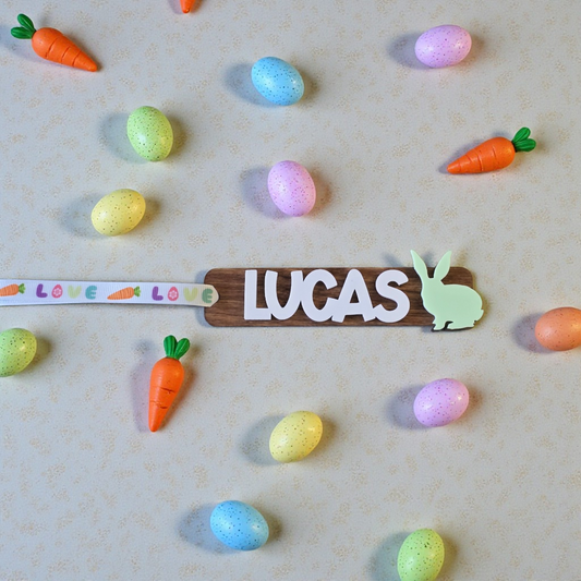 Easter bunny basket tag personalized