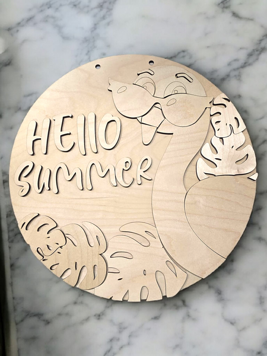 Flamingo Hello Summer or Oh Hello Flockers 15" DIY Sign door hanger