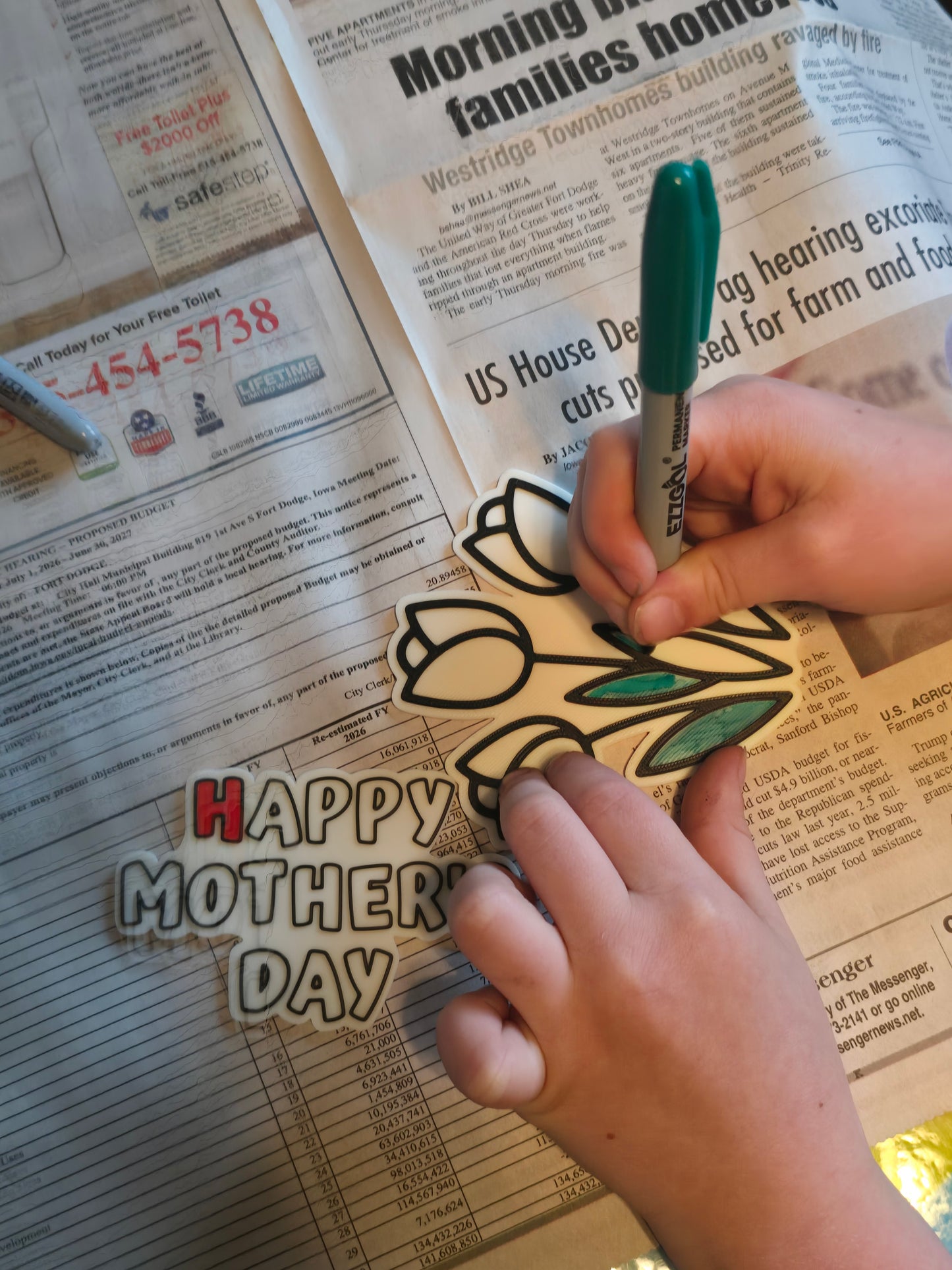 3D printed Happy Mother's Day permanent marker kit personalized