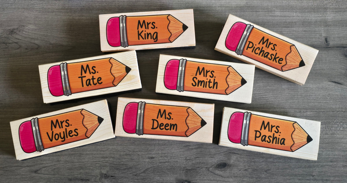 UV printed Teacher Eraser pencil theme Personalized