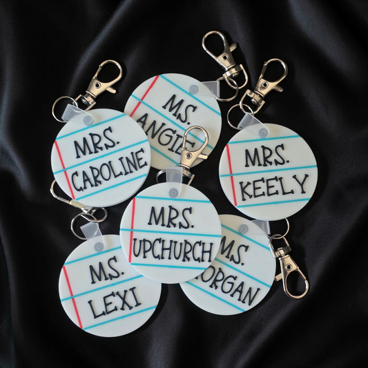 3D printed Notebook teacher keychain or magnet personalized