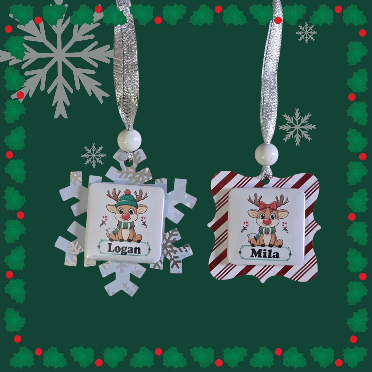 Reindeer Magnet or Christmas Ornament Personalized