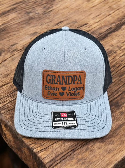 Grandparents hat with kids names personalized Richardson Hat