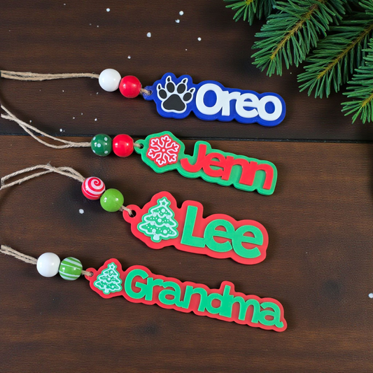 3D printed keychain, Christmas Ornament, stocking tag, bag tag with icon personalized